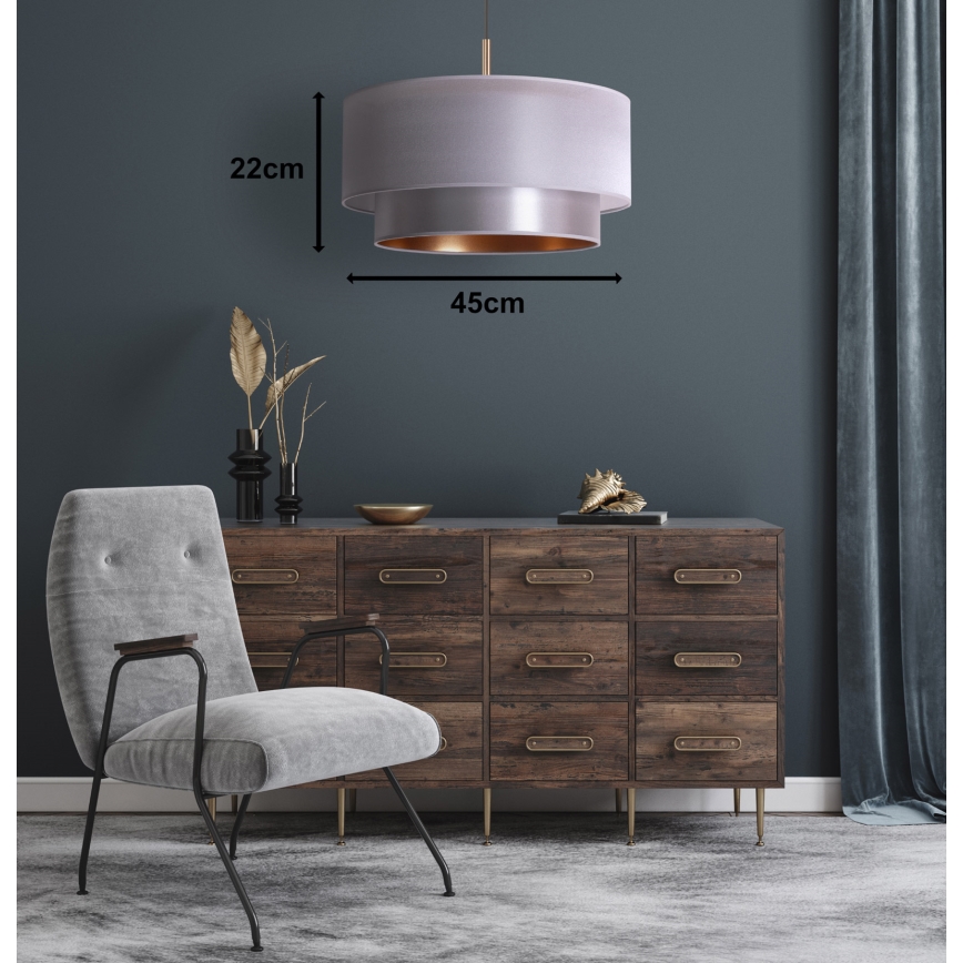 Duolla - Candelabro suspenso NANTES 1xE27/15W/230V diâmetro 45 cm prateado/cobre