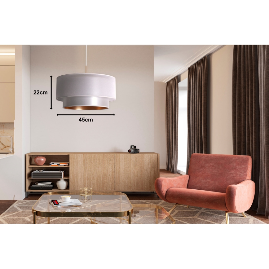Duolla - Candelabro suspenso NANTES 1xE27/15W/230V diâmetro 45 cm prateado/cobre