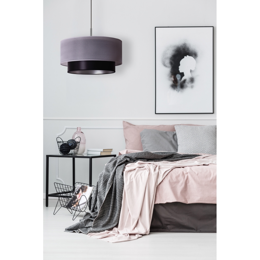 Duolla - Candelabro suspenso NANTES 1xE27/15W/230V diâmetro 45 cm prateado/preto