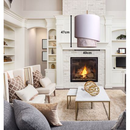 Duolla - Candelabro suspenso PARIS 1xE27/15W/230V diâmetro 40 cm branco/bege
