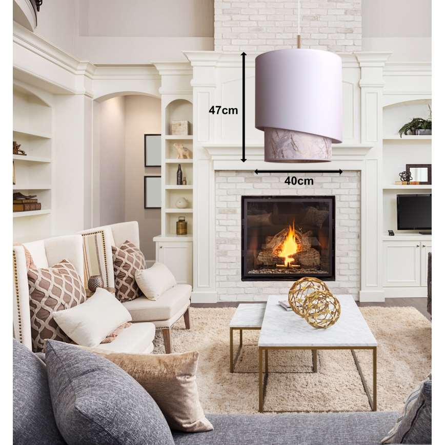 Duolla - Candelabro suspenso PARIS 1xE27/15W/230V diâmetro 40 cm branco/bege