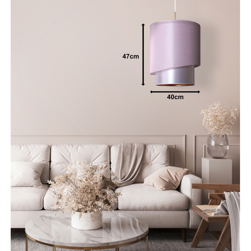 Duolla - Candelabro suspenso PARIS 1xE27/15W/230V diâmetro 40 cm rosa/prateado/cobre