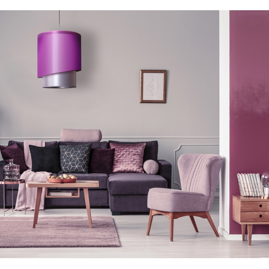 Duolla - Candelabro suspenso PARIS 1xE27/15W/230V diâmetro 40 cm roxo/prateado