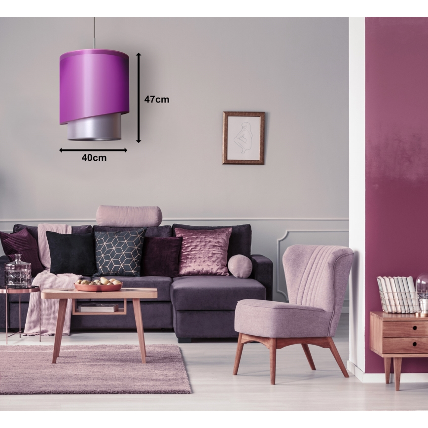 Duolla - Candelabro suspenso PARIS 1xE27/15W/230V diâmetro 40 cm roxo/prateado