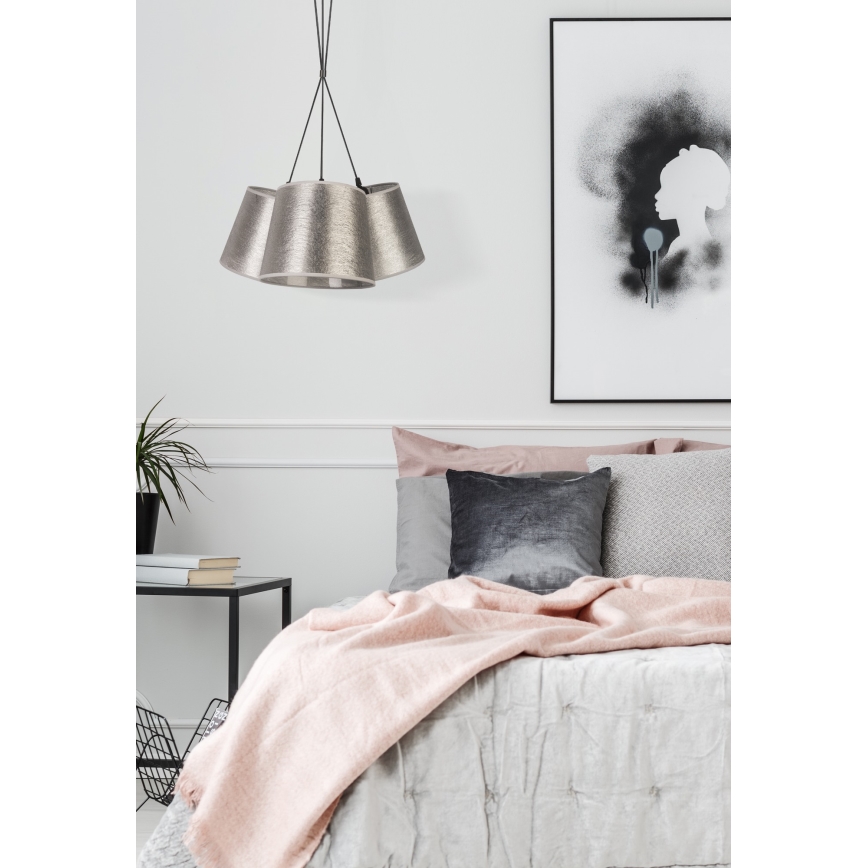 Duolla - Candelabro suspenso ROSSA 3xE27/40W/230V prateado