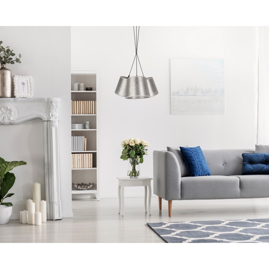 Duolla - Candelabro suspenso ROSSA 3xE27/40W/230V prateado