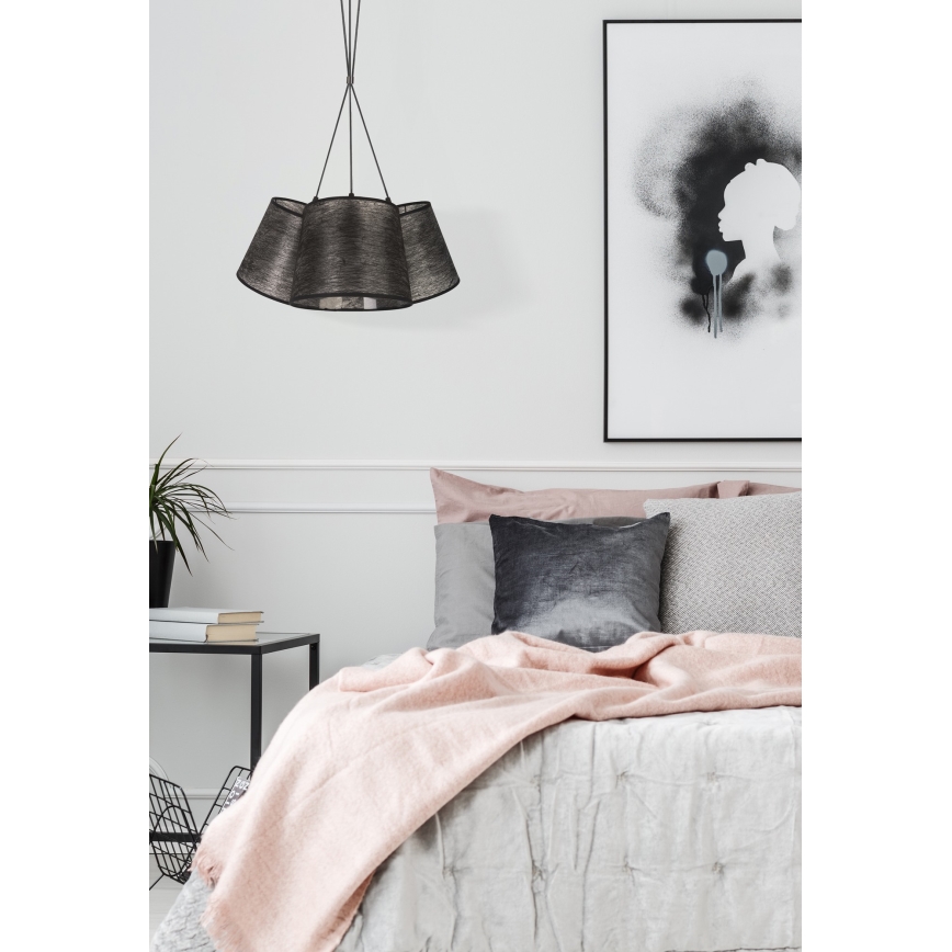 Duolla - Candelabro suspenso ROSSA 3xE27/40W/230V preto