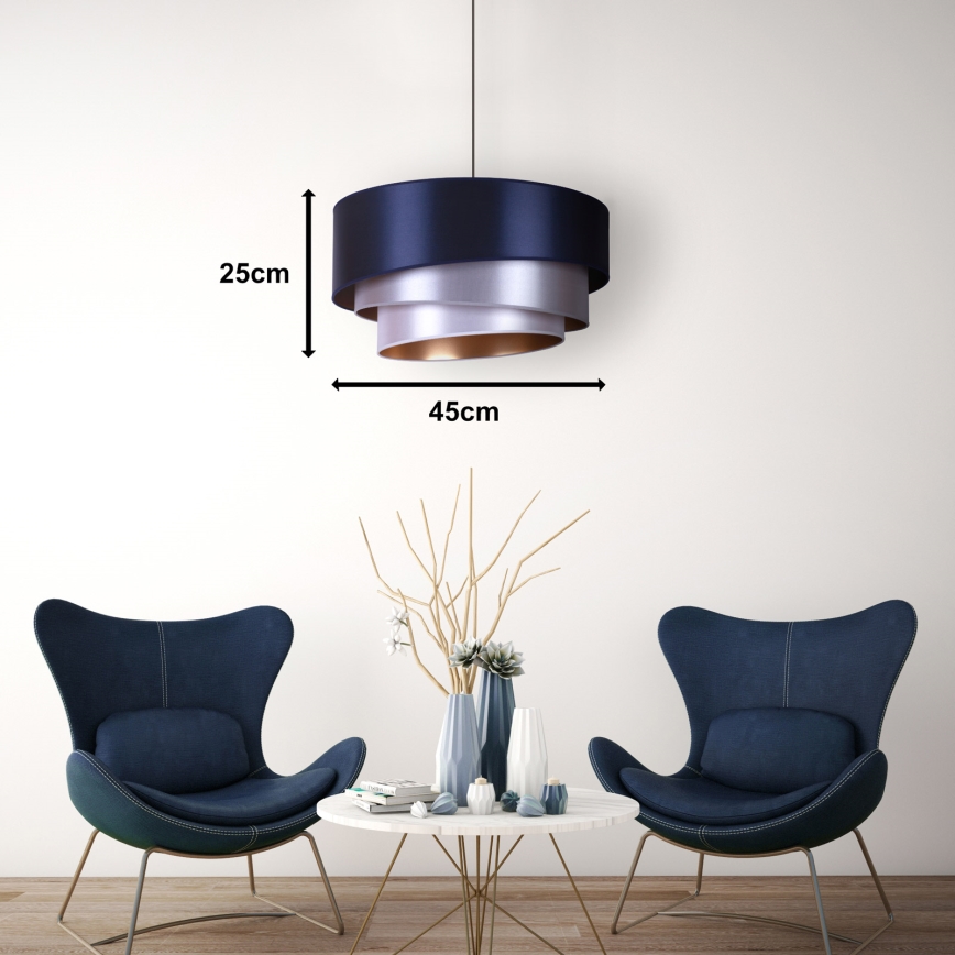 Duolla - Candelabro suspenso TRIO 1xE27/15W/230V diâmetro 45 cm azul/prateado/cobre