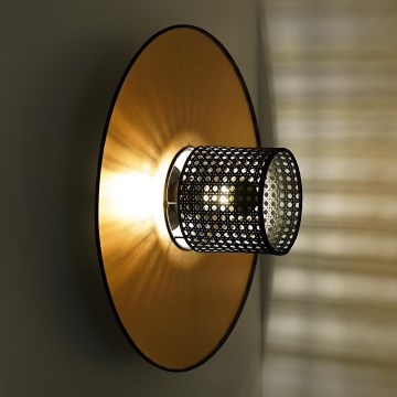Duolla - Iluminação de parede TOKYO RATTAN 1xE27/15W/230V diâmetro 50 cm dourado/preto