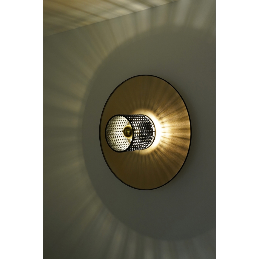 Duolla - Iluminação de parede TOKYO RATTAN 1xE27/15W/230V diâmetro 50 cm dourado/preto