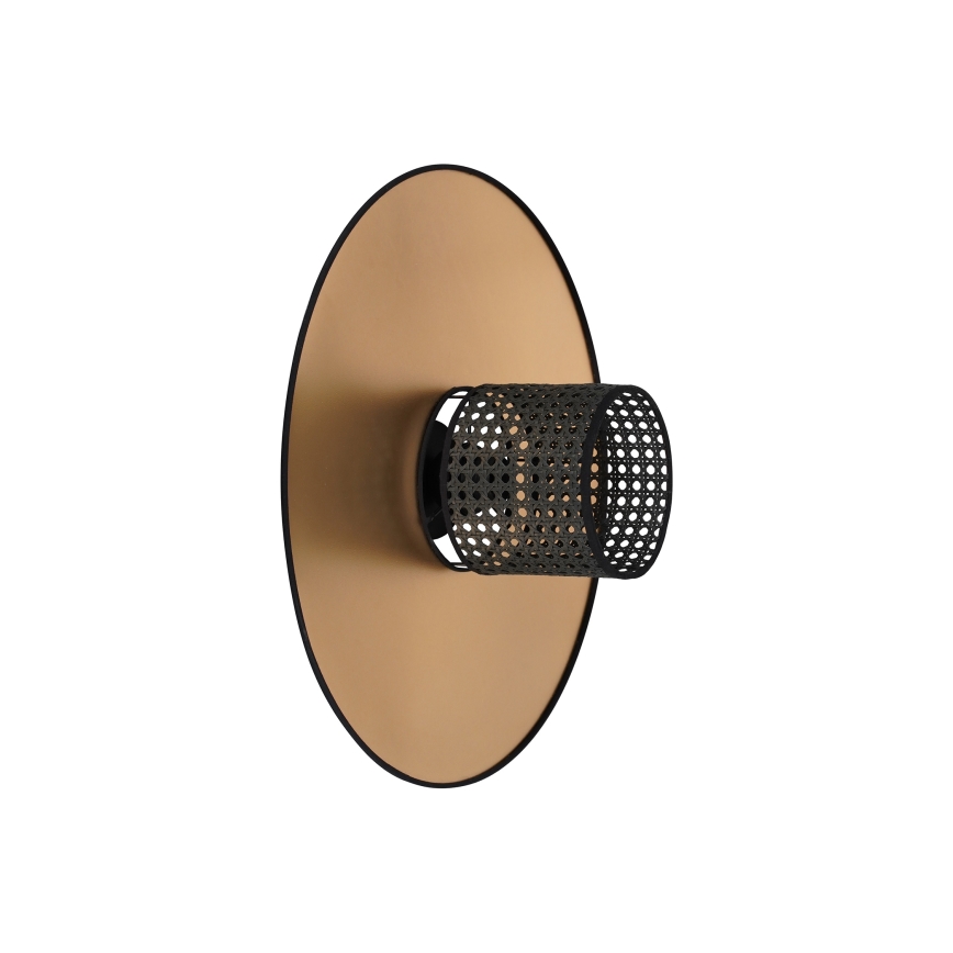 Duolla - Iluminação de parede TOKYO RATTAN 1xE27/15W/230V diâmetro 50 cm dourado/preto