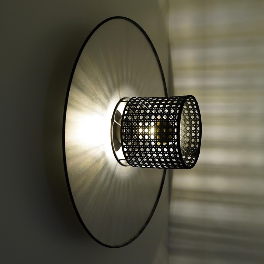 Duolla - Iluminação de parede TOKYO RATTAN 1xE27/15W/230V diâmetro 50 cm prateado/preto
