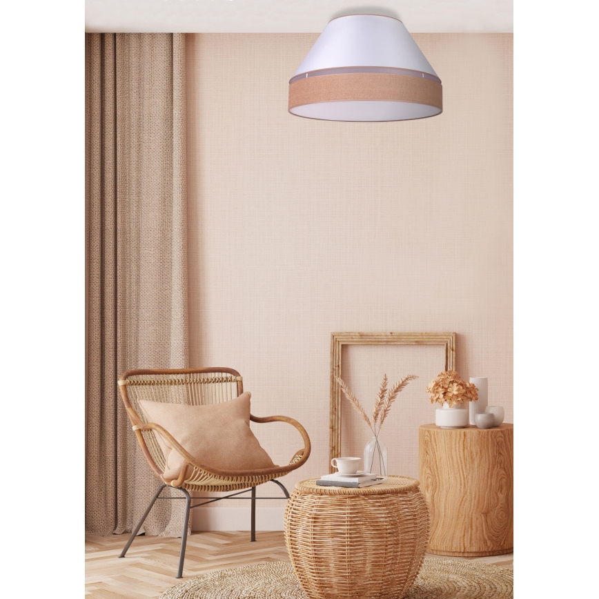 Duolla - Iluminação de teto AVIGNON 1xE27/15W/230V diâmetro 50 cm branco/castanho
