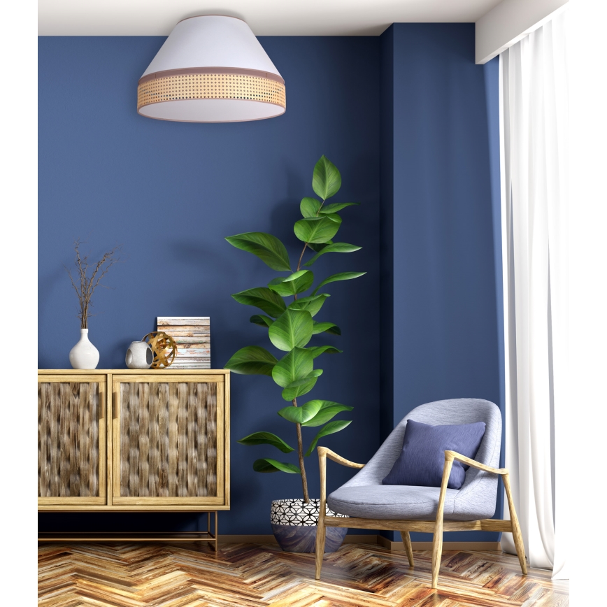 Duolla - Iluminação de teto AVIGNON 1xE27/15W/230V diâmetro 50 cm branco/vime