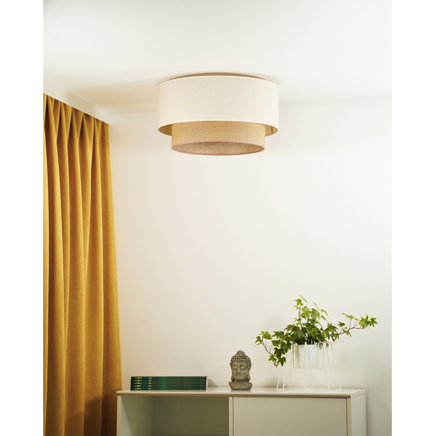 Duolla - Iluminação de teto BOHO 1xE27/15W/230V d. 45 cm bege/castanho