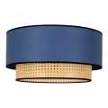 Duolla - Iluminação de teto BOHO 1xE27/15W/230V diâmetro 45 cm azul/vime