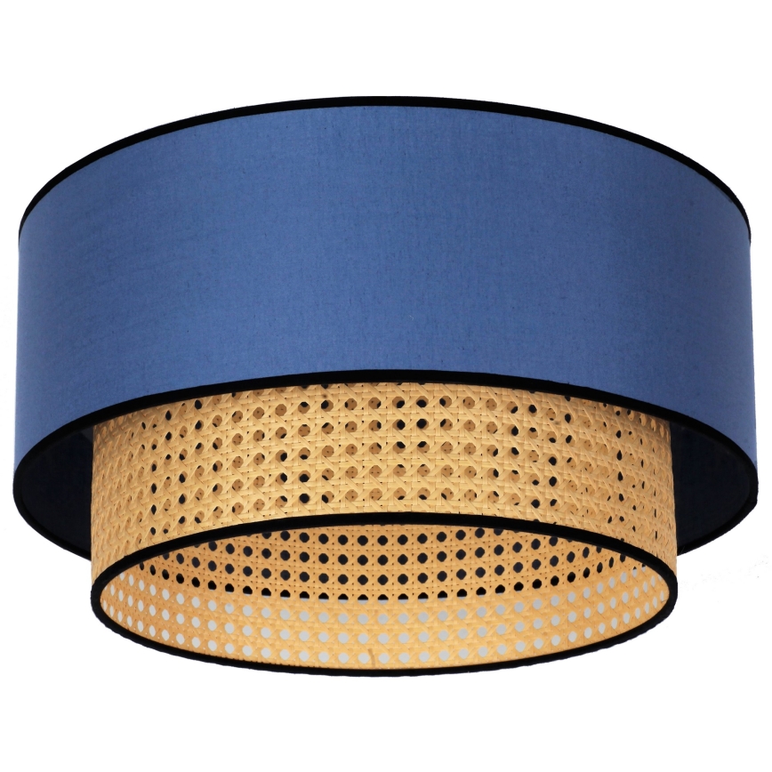 Duolla - Iluminação de teto BOHO 1xE27/15W/230V diâmetro 45 cm azul/vime