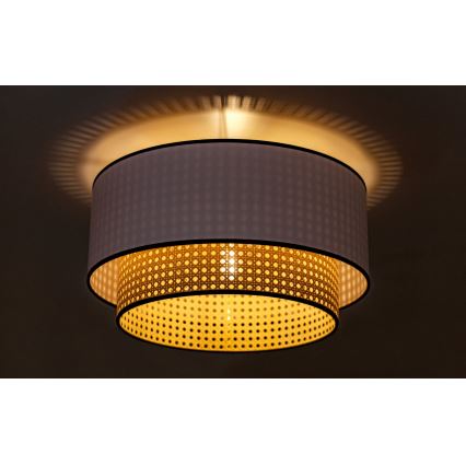 Duolla - Iluminação de teto BOHO 1xE27/15W/230V diâmetro 45 cm branco/vime