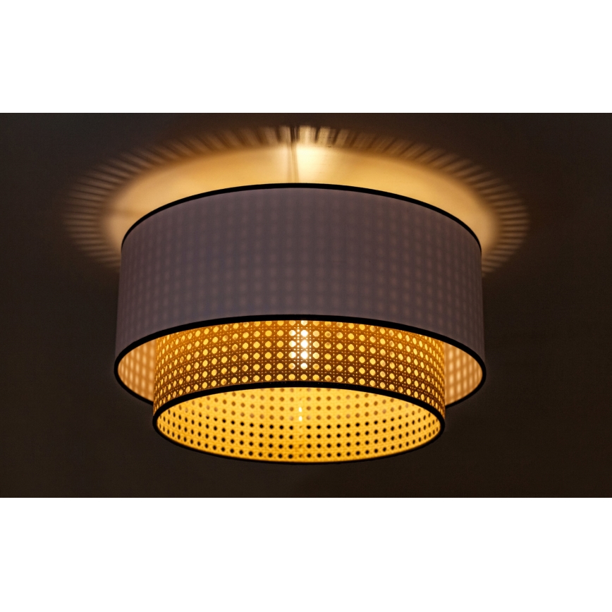 Duolla - Iluminação de teto BOHO 1xE27/15W/230V diâmetro 45 cm branco/vime