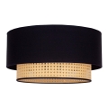 Duolla - Iluminação de teto BOHO 1xE27/15W/230V diâmetro 45 cm preto/vime