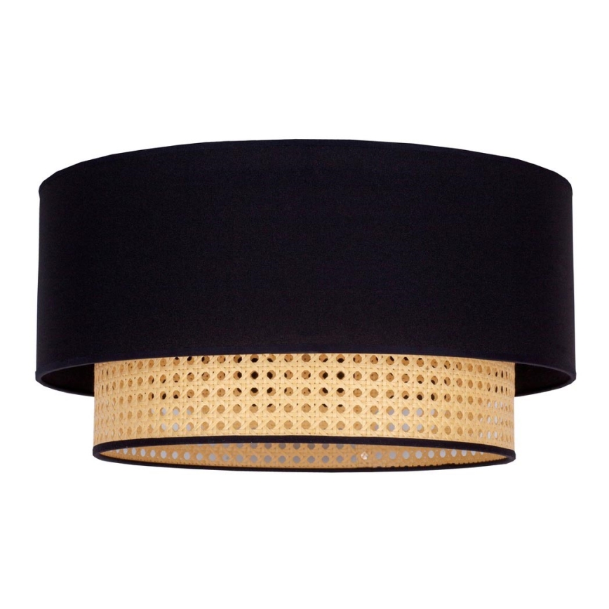 Duolla - Iluminação de teto BOHO 1xE27/15W/230V diâmetro 45 cm preto/vime