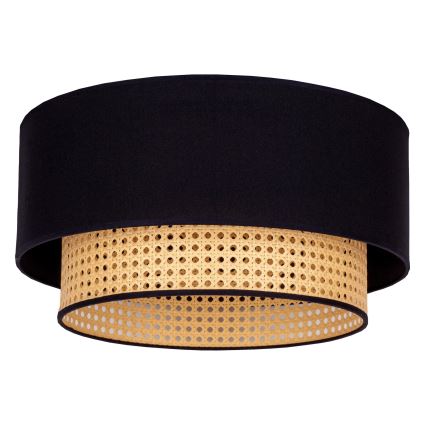 Duolla - Iluminação de teto BOHO 1xE27/15W/230V diâmetro 45 cm preto/vime