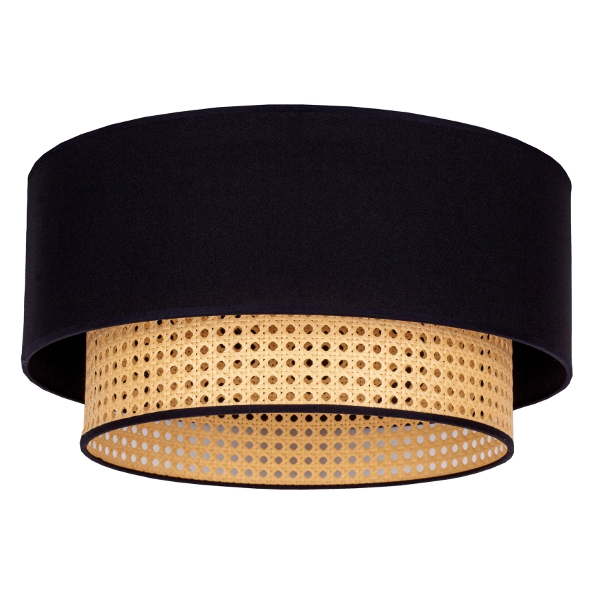 Duolla - Iluminação de teto BOHO 1xE27/15W/230V diâmetro 45 cm preto/vime