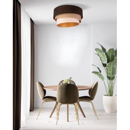 Duolla - Iluminação de teto DEVON 1xE27/40W/230V diâmetro 45 cm castanho/bege