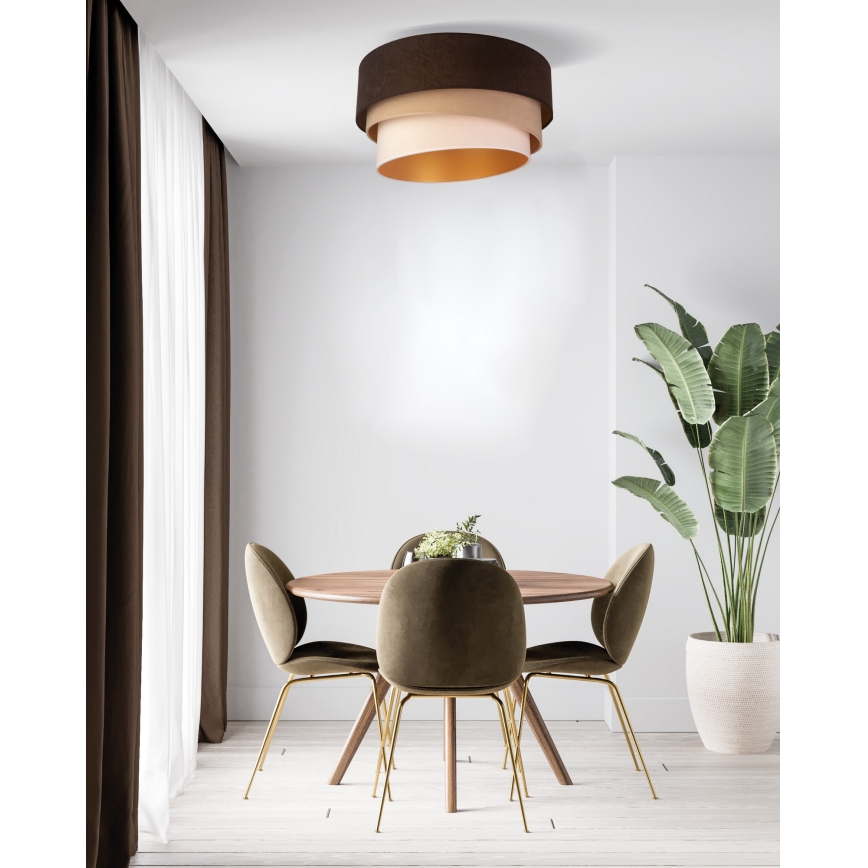 Duolla - Iluminação de teto DEVON 1xE27/40W/230V diâmetro 45 cm castanho/bege