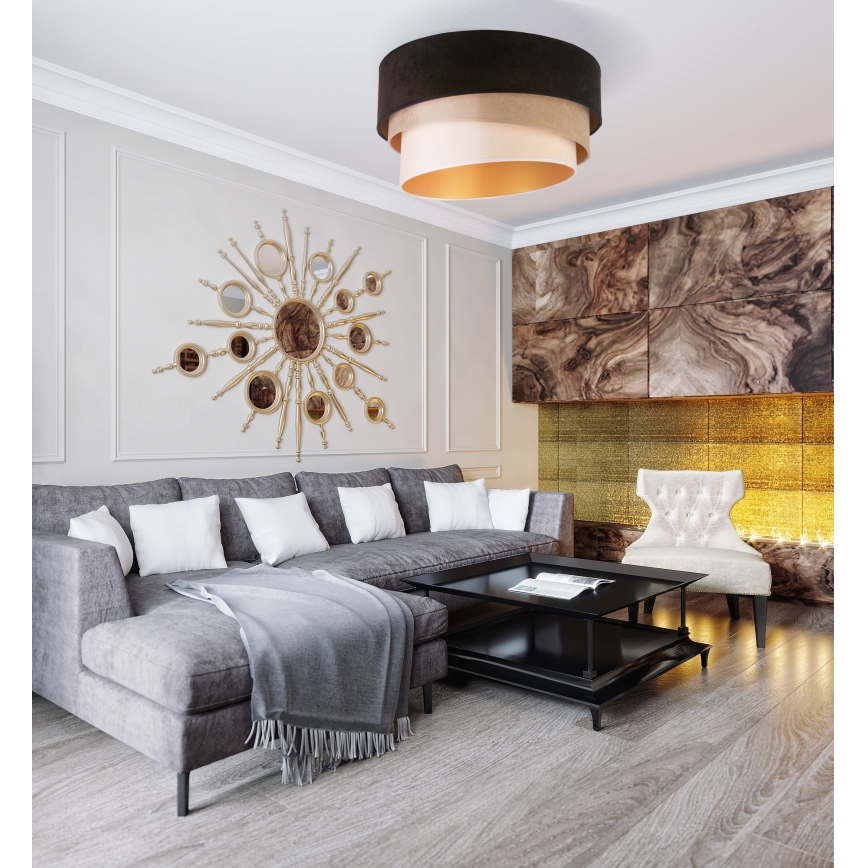 Duolla - Iluminação de teto DEVON 1xE27/40W/230V diâmetro 45 cm preto/bege