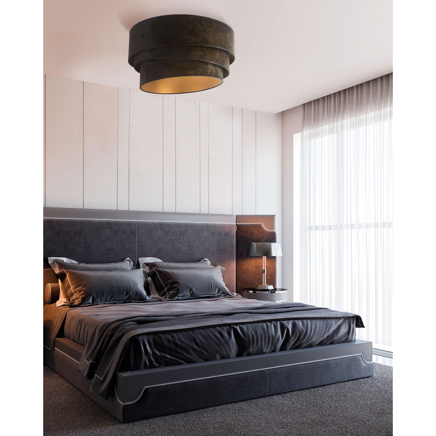 Duolla - Iluminação de teto DEVON 1xE27/40W/230V diâmetro 45 cm preto/dourado