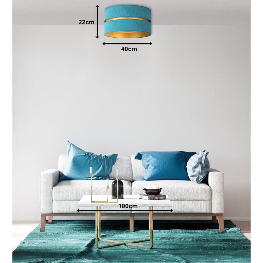 Duolla - Iluminação de teto DUO 1xE27/40W/230V diâmetro 40 cm turquesa/dourado