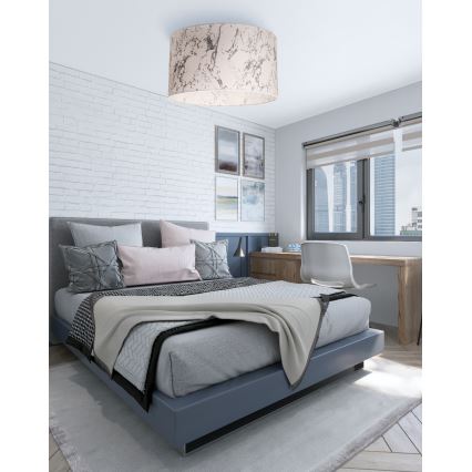 Duolla - Iluminação de teto MARBLE 1xE27/40W/230V diâmetro 45 cm branco/cinzento