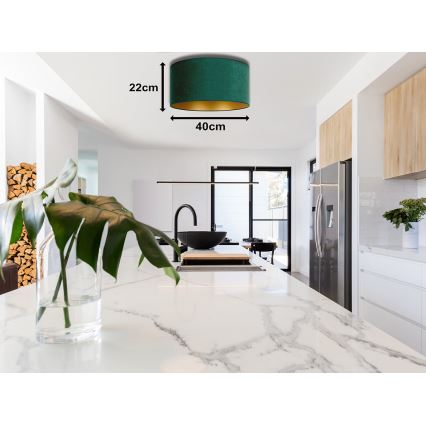 Duolla - Iluminação de teto ROLLER 1xE27/15W/230V diâmetro 40 cm escuro verde/dourado