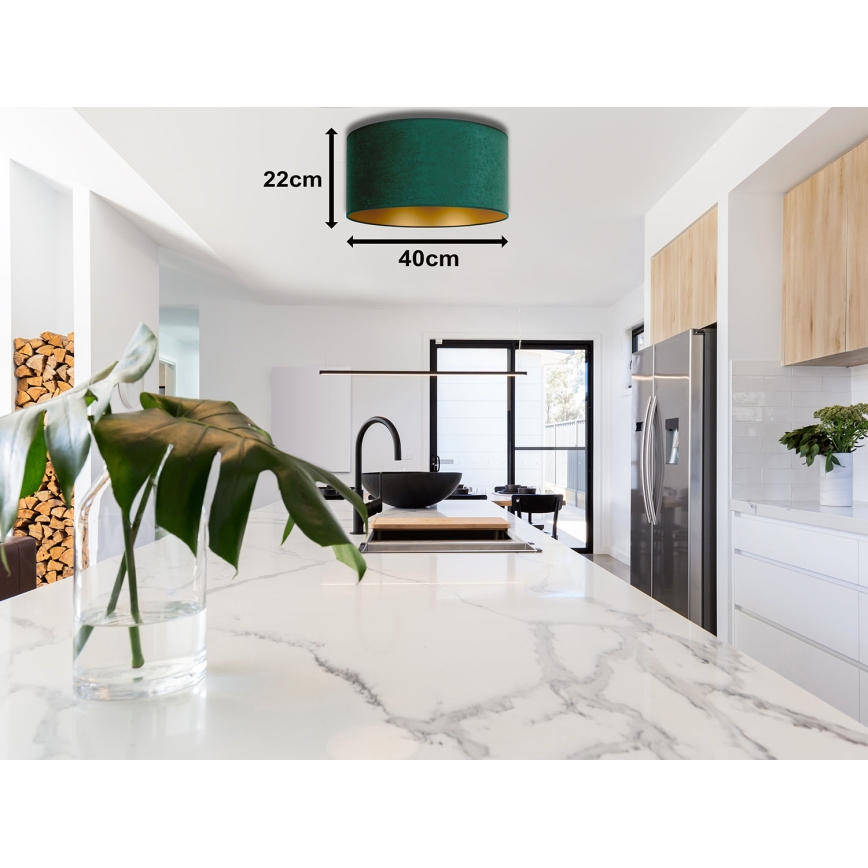 Duolla - Iluminação de teto ROLLER 1xE27/15W/230V diâmetro 40 cm escuro verde/dourado