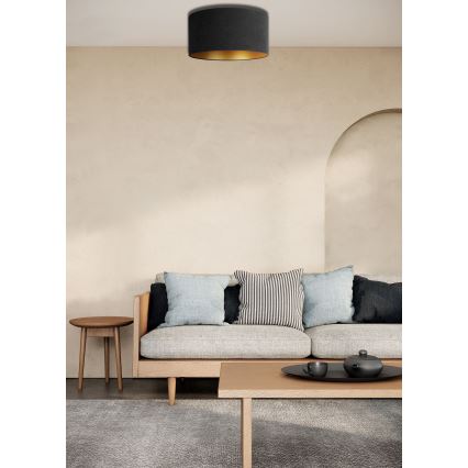 Duolla - Iluminação de teto ROLLER 1xE27/15W/230V diâmetro 40 cm preto/dourado