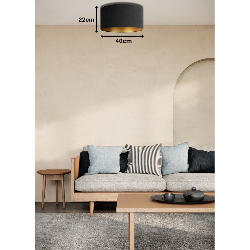 Duolla - Iluminação de teto ROLLER 1xE27/15W/230V diâmetro 40 cm preto/dourado