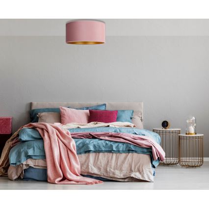 Duolla - Iluminação de teto ROLLER 3xE27/15W/230V diâmetro 60 cm rosa/dourado
