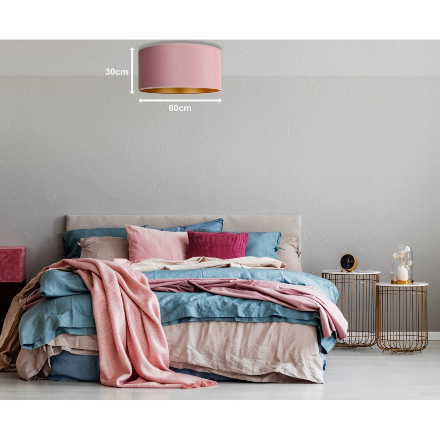 Duolla - Iluminação de teto ROLLER 3xE27/15W/230V diâmetro 60 cm rosa/dourado