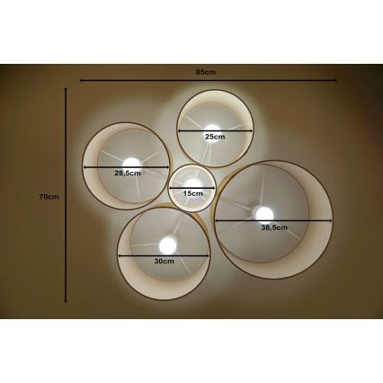 Duolla - Iluminação de teto ROLLER PENTO 5xE27/60W/230V bege