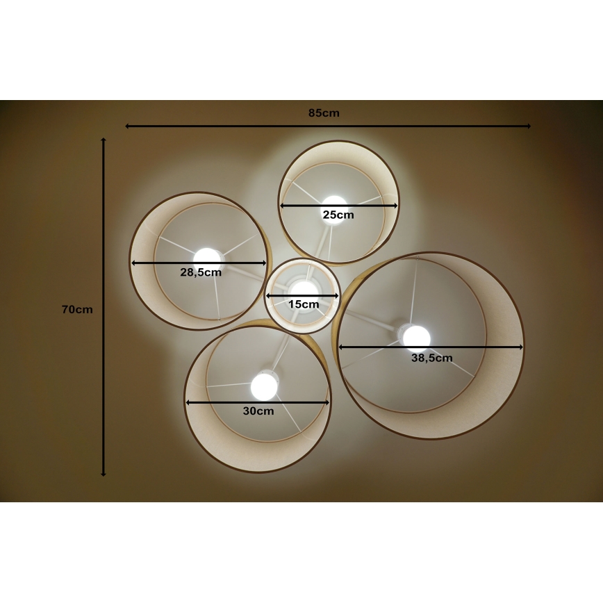 Duolla - Iluminação de teto ROLLER PENTO 5xE27/60W/230V bege