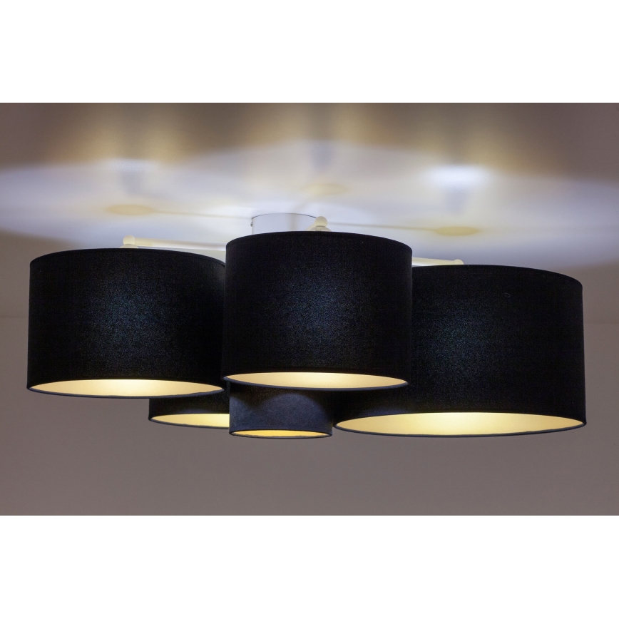 Duolla - Iluminação de teto ROLLER PENTO 5xE27/60W/230V preto/dourada