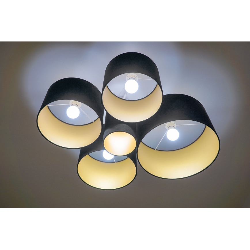 Duolla - Iluminação de teto ROLLER PENTO 5xE27/60W/230V preto/dourada