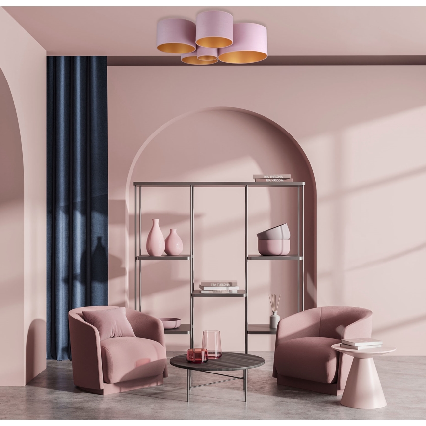 Duolla - Iluminação de teto ROLLER PENTO 5xE27/60W/230V rosa