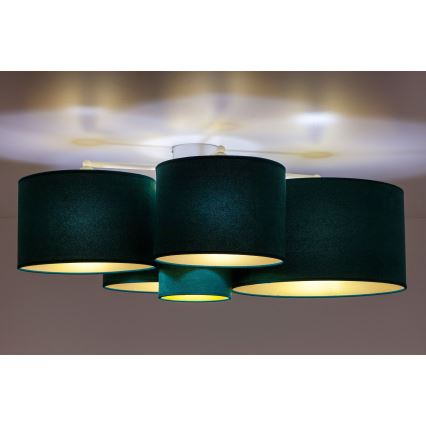 Duolla - Iluminação de teto ROLLER PENTO 5xE27/60W/230V verde/dourada
