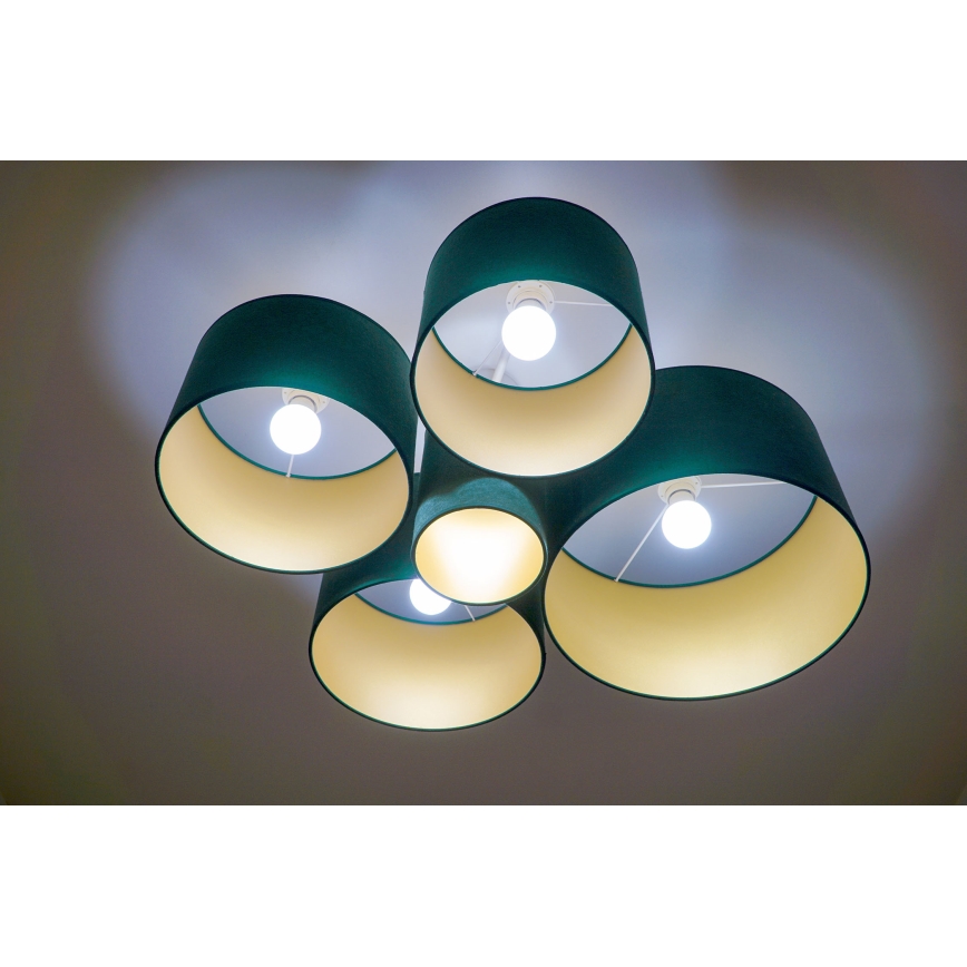 Duolla - Iluminação de teto ROLLER PENTO 5xE27/60W/230V verde/dourada