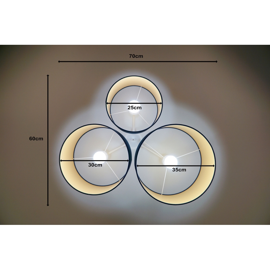 Duolla - Iluminação de teto ROLLER TRIO 3xE27/60W/230V azul