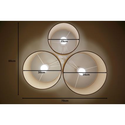Duolla - Iluminação de teto ROLLER TRIO 3xE27/60W/230V bege