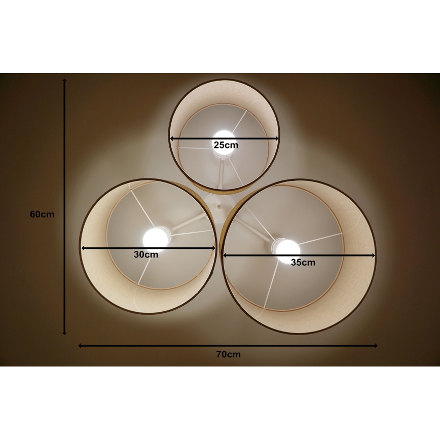Duolla - Iluminação de teto ROLLER TRIO 3xE27/60W/230V bege