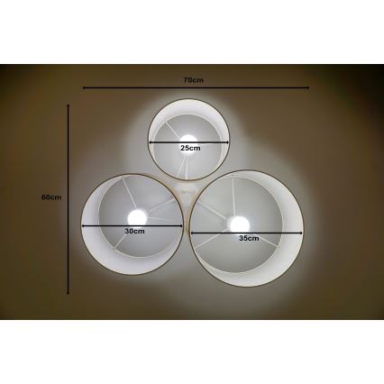 Duolla - Iluminação de teto ROLLER TRIO 3xE27/60W/230V branco/dourada